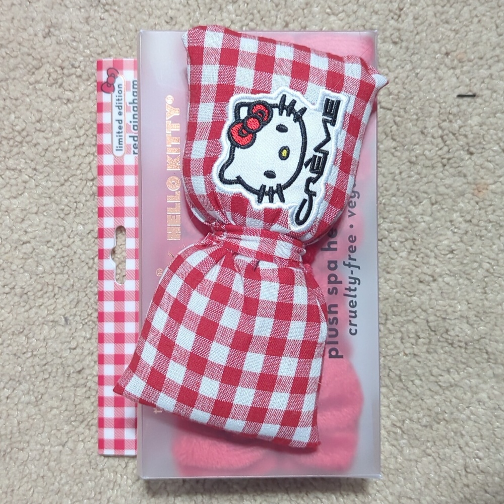 Hello Kitty x Creme Shop Red Gingham limited edition plush spa headband